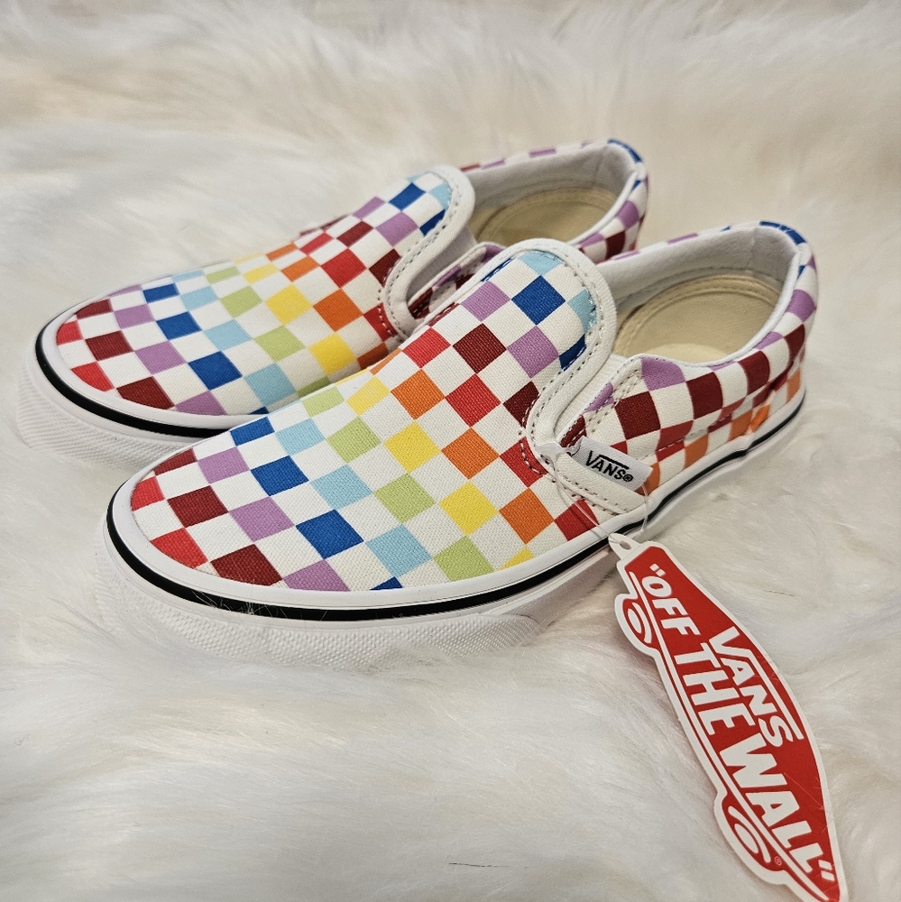 Vans Kids Classic Slip-on x Checkerboard/Rainbow - Size: 1.5